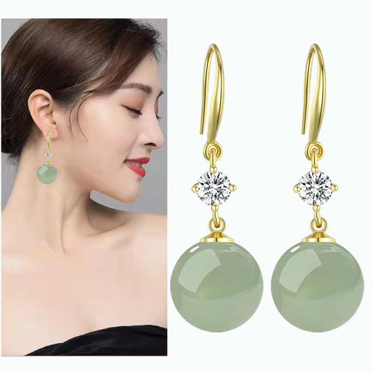 Jade Jasper Female Red Zircon Chalcedony Gem Ear Earrings