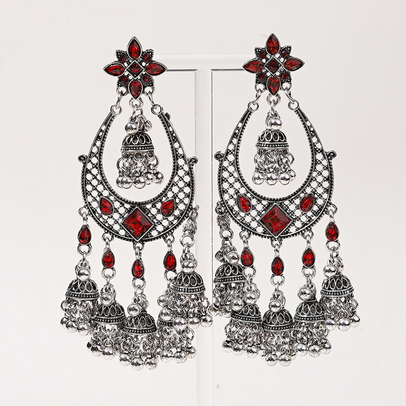 Circle Ladies Tassel Long Bell Bird Cage Eardrop Sense Niche Stud Earrings