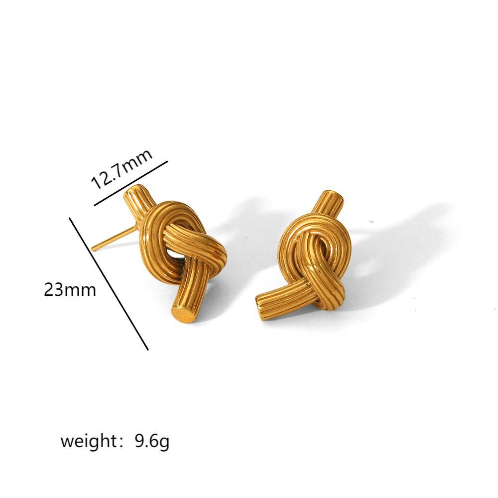 Women's Thread Love Titanium Steel Ear Gold Earrings