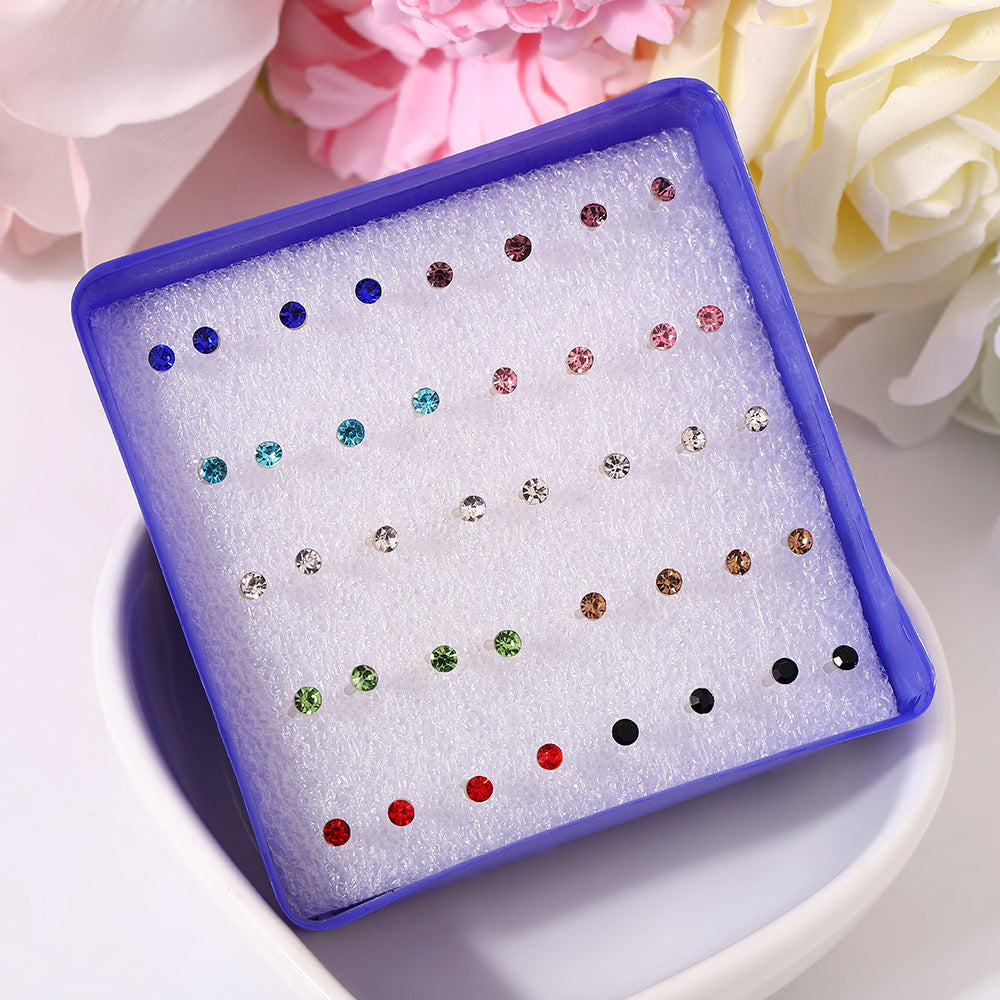 Colorful Resin Niche High-grade Plastic Fashion Rhinestone Auricular Needle Ear Stud Earrings