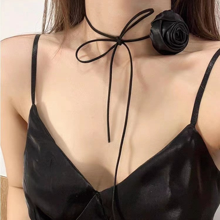 Niche Retro Pure Rose Handmade Wrist Flower Silk Female Sexy Collar