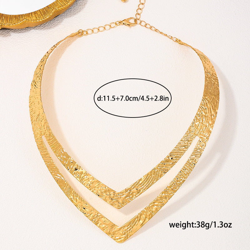 Piece Retro Exaggerated Punk Heavy Metal Double Clavicle Collar