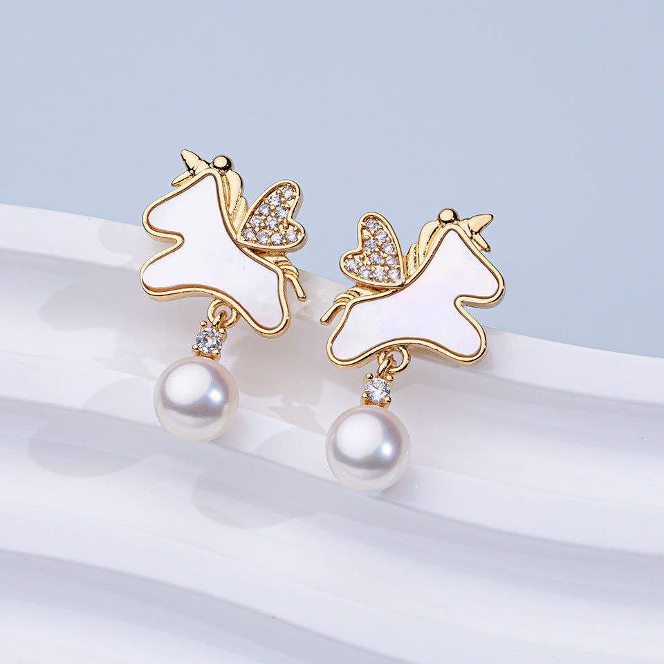 Freshwater Pearl Ear Sier Needle Light Luxury High-grade Fritillary Earrings