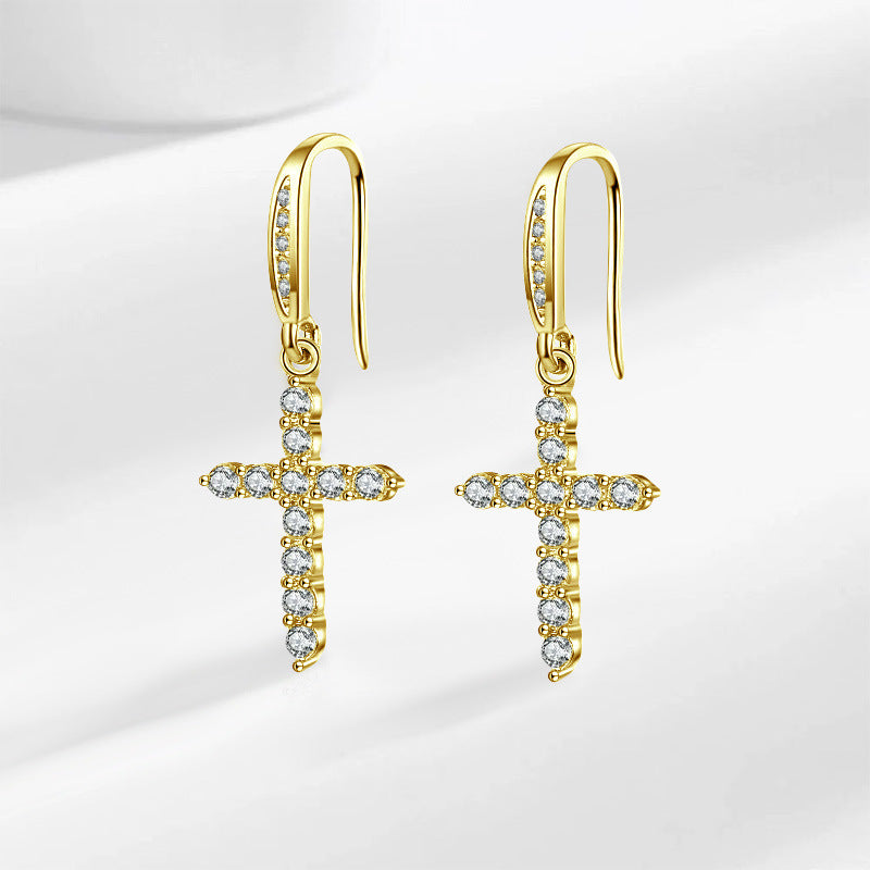 Women's Cross Ear Hook Elegant For Simple Fine Trendy Cold Stud Earrings