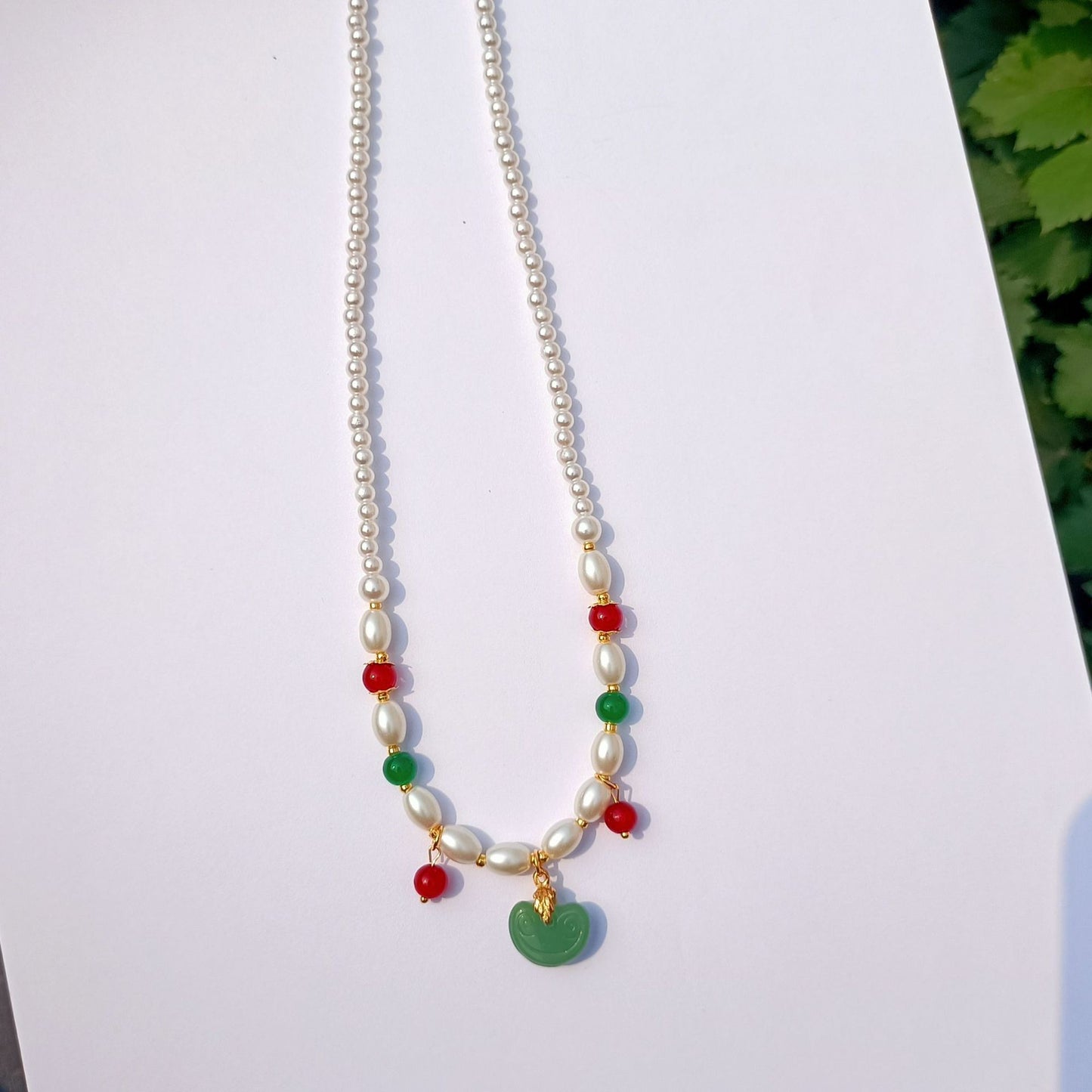 Women's Style Pearl Of Precious Stones Colored Glaze Tang Song Necklace