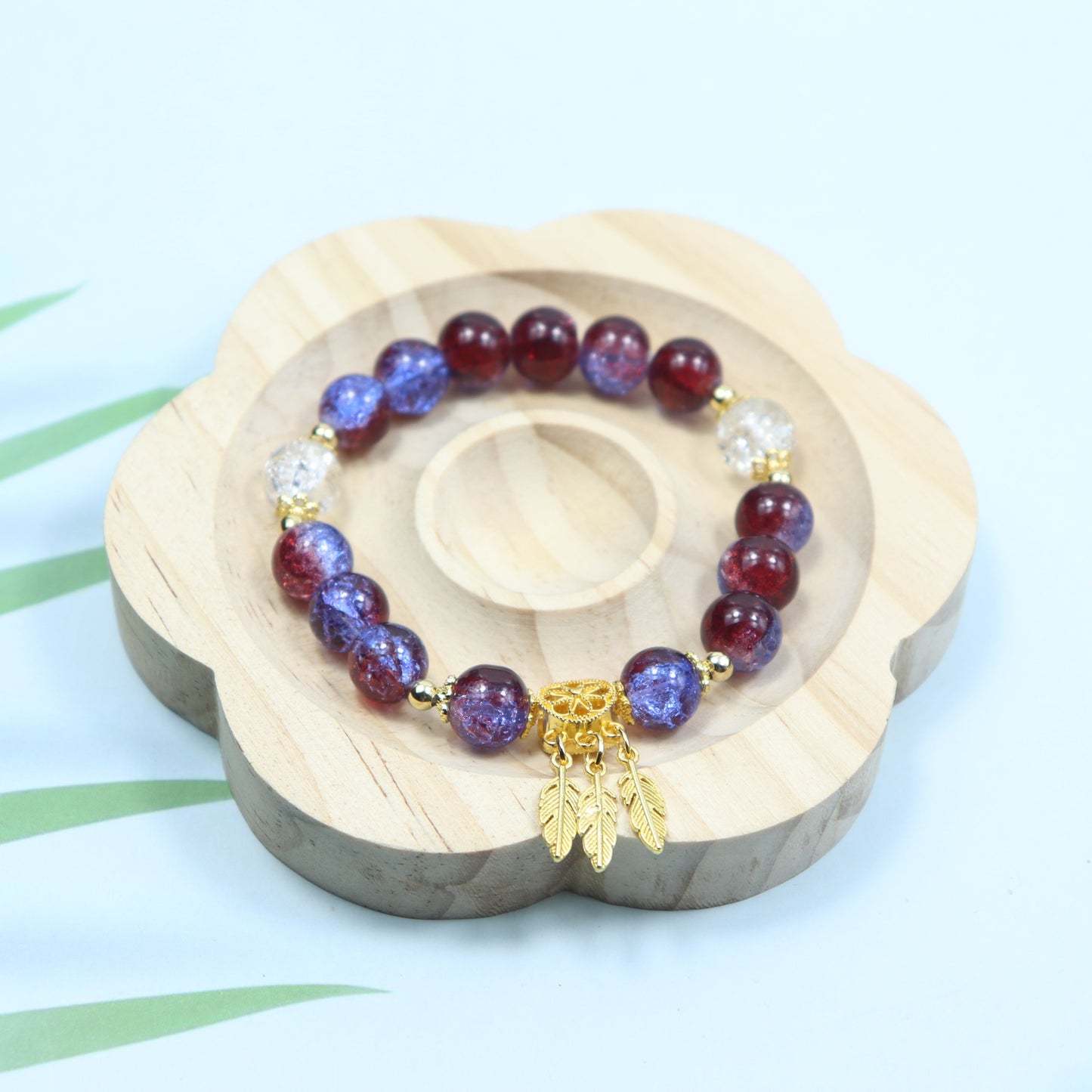 Gold Beaded Feather Glass Chipping Beads Bead Night Market Bracelets