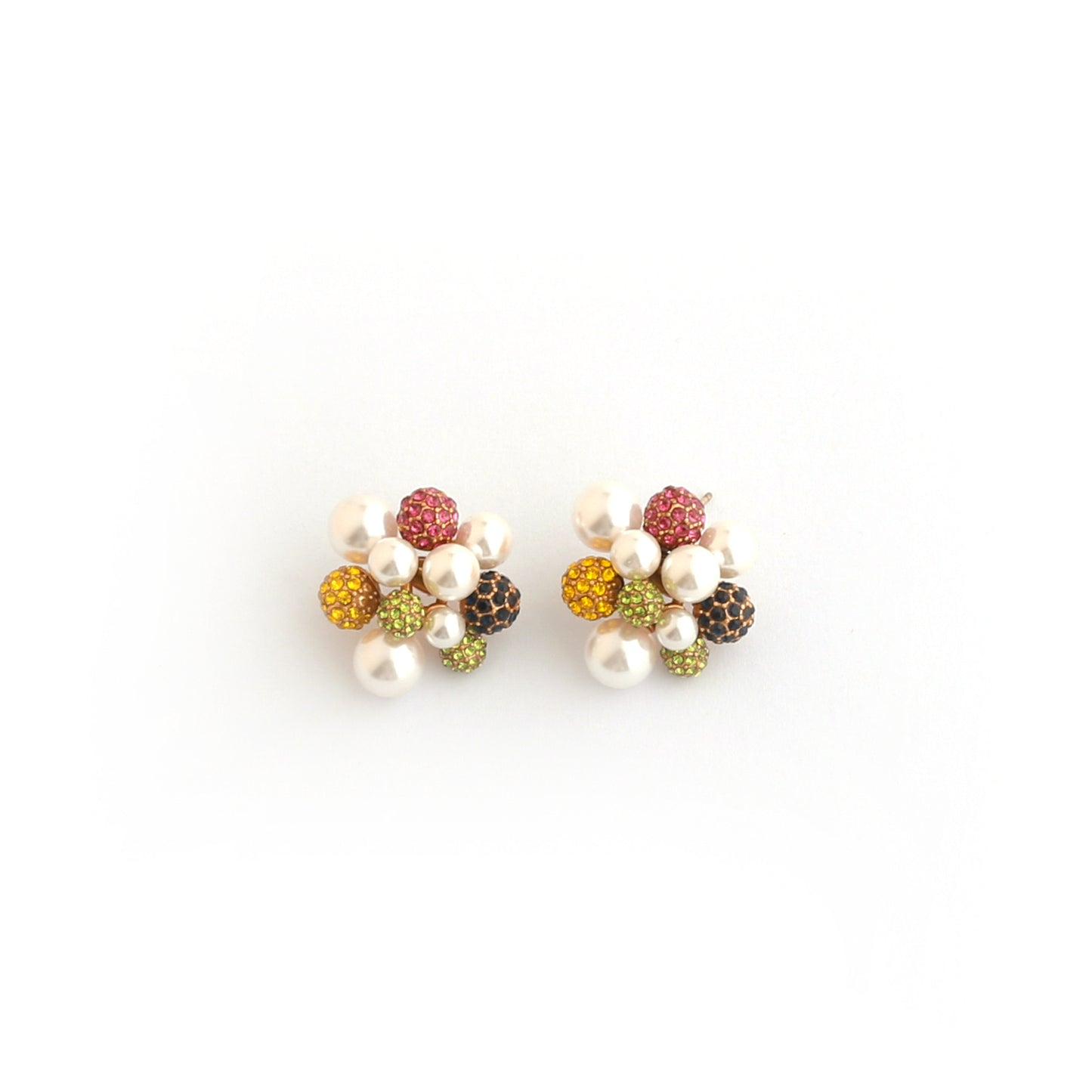 Real Gold Gaanized Enamel Diamond Retro Earrings