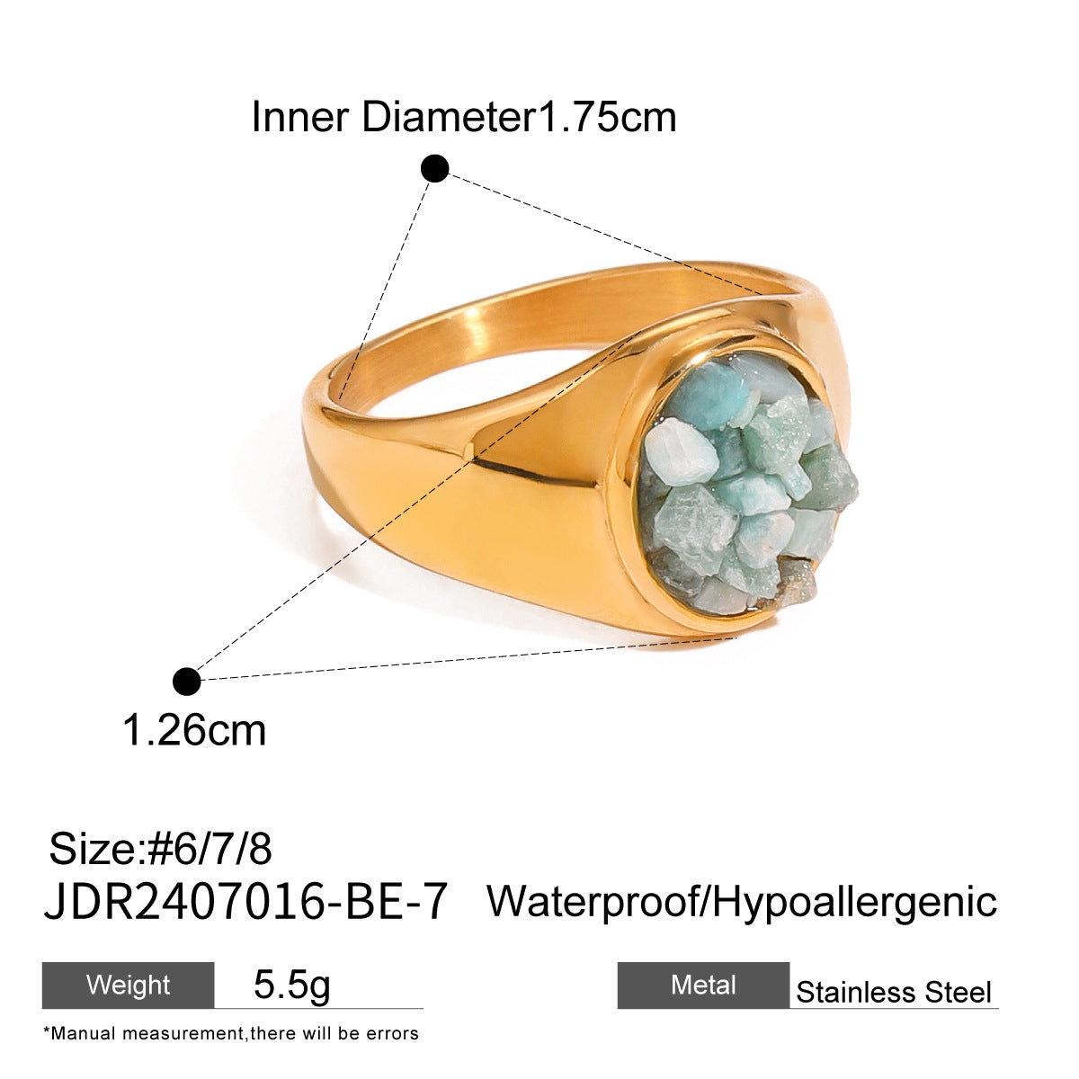 Ding Stainless Steel Natural Stone Eye-catching High-grade Titanium Rings