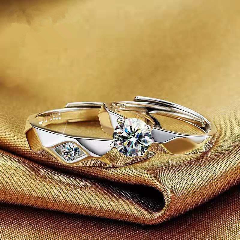 Women's & Men's White Gold-plated Wedding Korean Artificial Diamond Rings