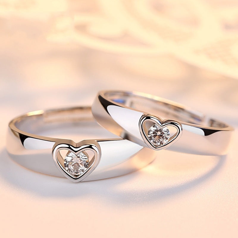 Women's & Men's Couple Simulation Diamond Opening Zircon Classic Rings