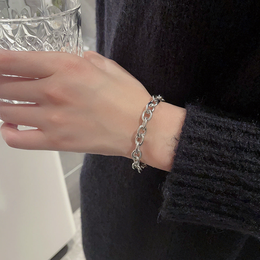 Women's & Men's O-shaped Titanium Steel Tide Unique No Color Fading Bracelets