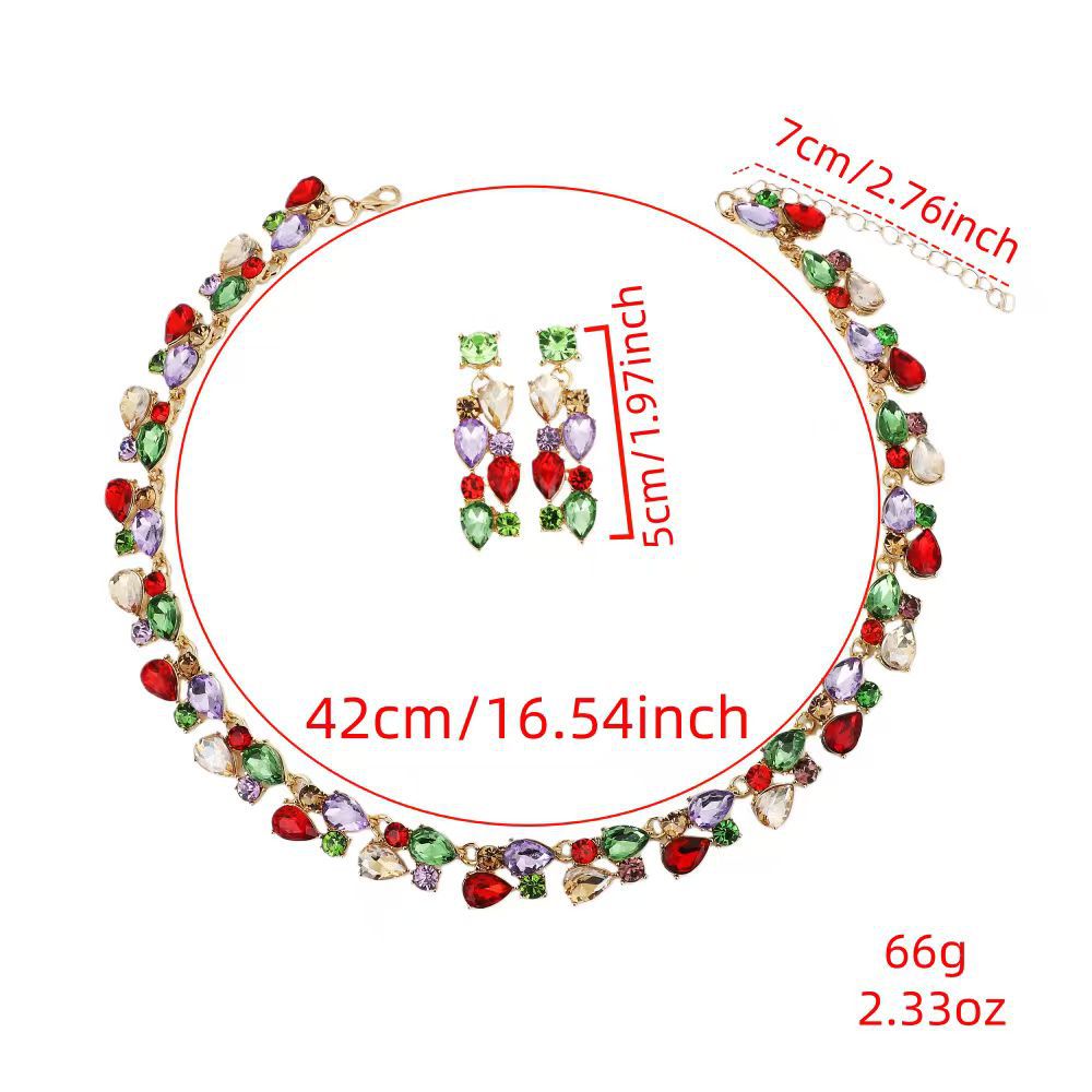 Women's Bridal Party Wedding Dress Full Diamond Jewelry Set