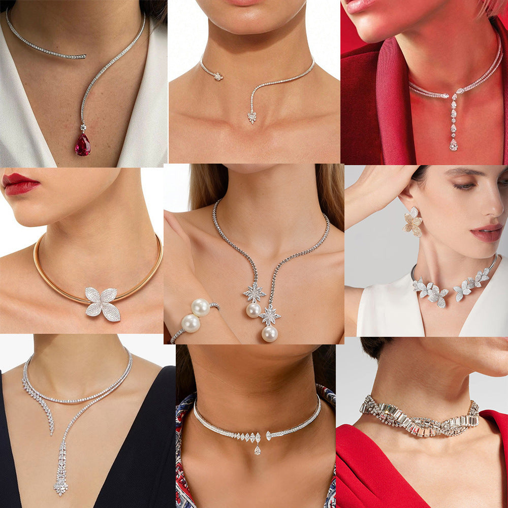 Women's Diamond Open High-grade Party Fashion Alloy Collar