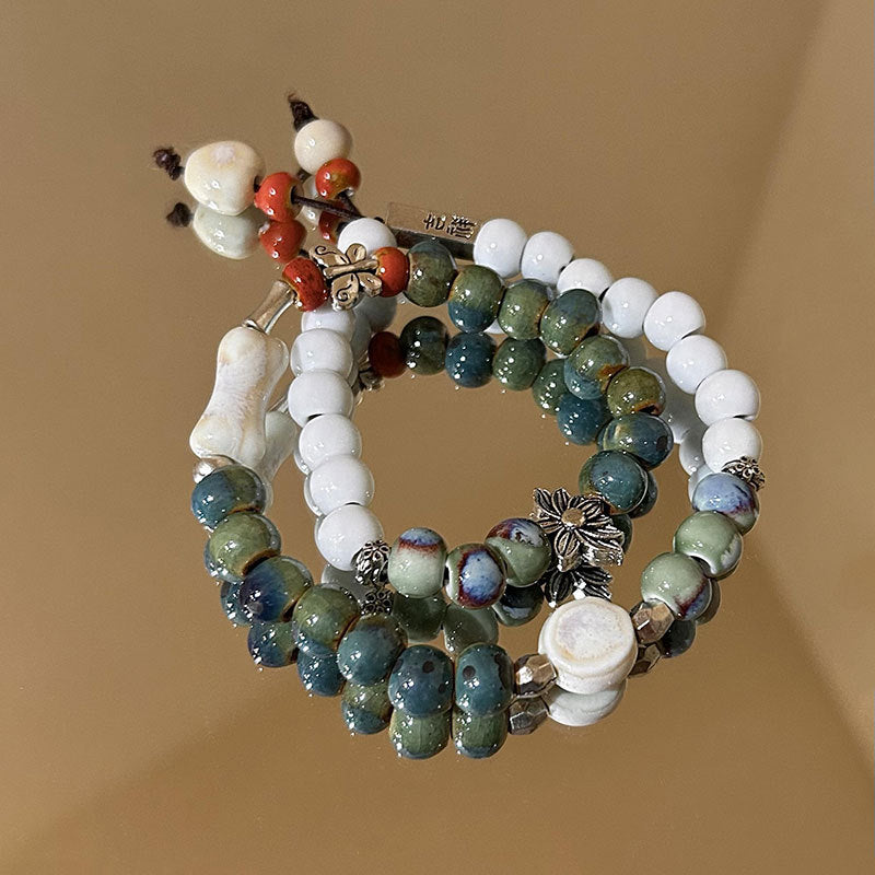 Style Double Circle Ceramic Beaded Ethnic Bracelets