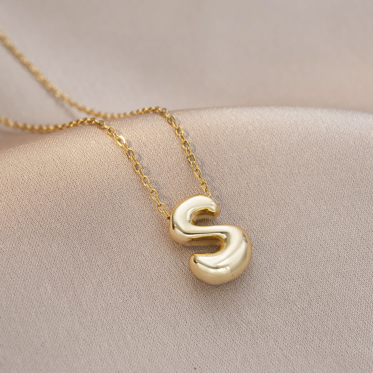 Female Glossy Balloon Bubble Cute Chubby English Letters Temperament Clavicle Necklace