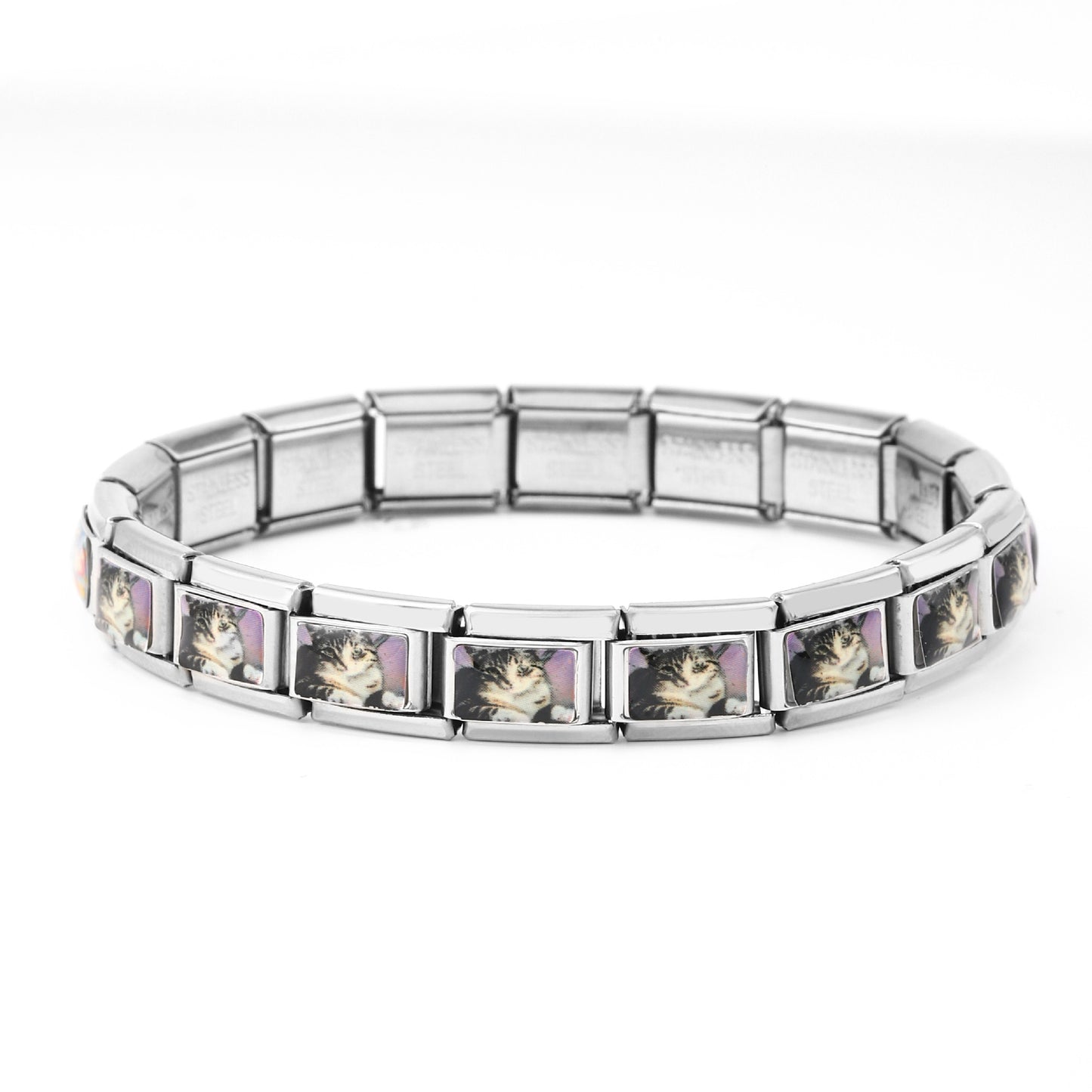 Italian Cartoon Cat Module Stainless Steel Bracelets