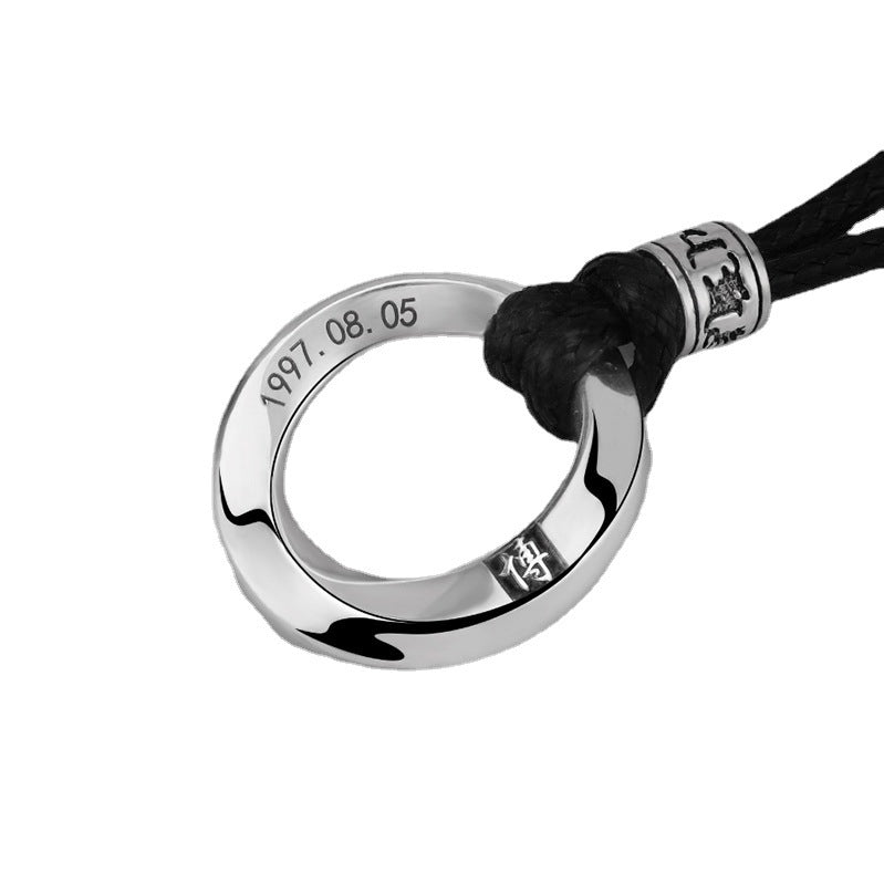 Men's Buckle Couple Trendy Boys Pu Engraved Pendants