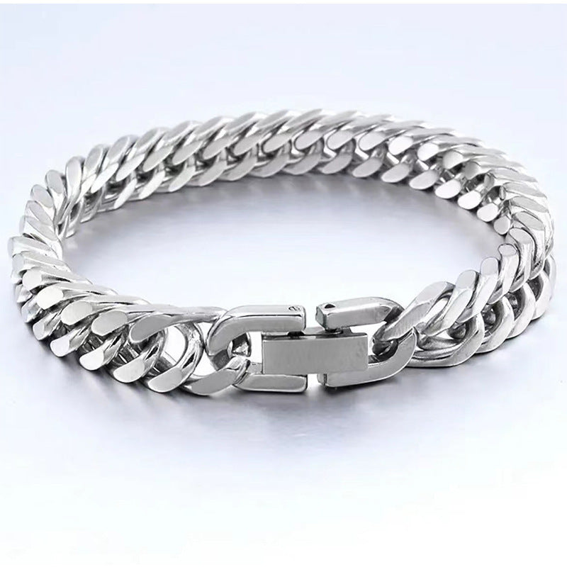 Steel Four-sided Grinding Double Woven Hip Hop Trend Versatile Simple Necklace