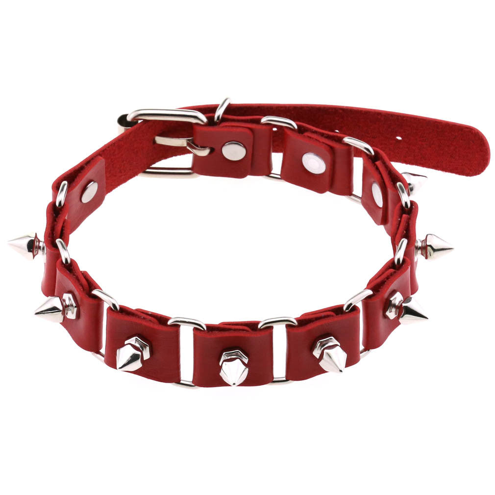 Gothic Elegant Stitching Neckband Personality Trend Buckle Spike Collar