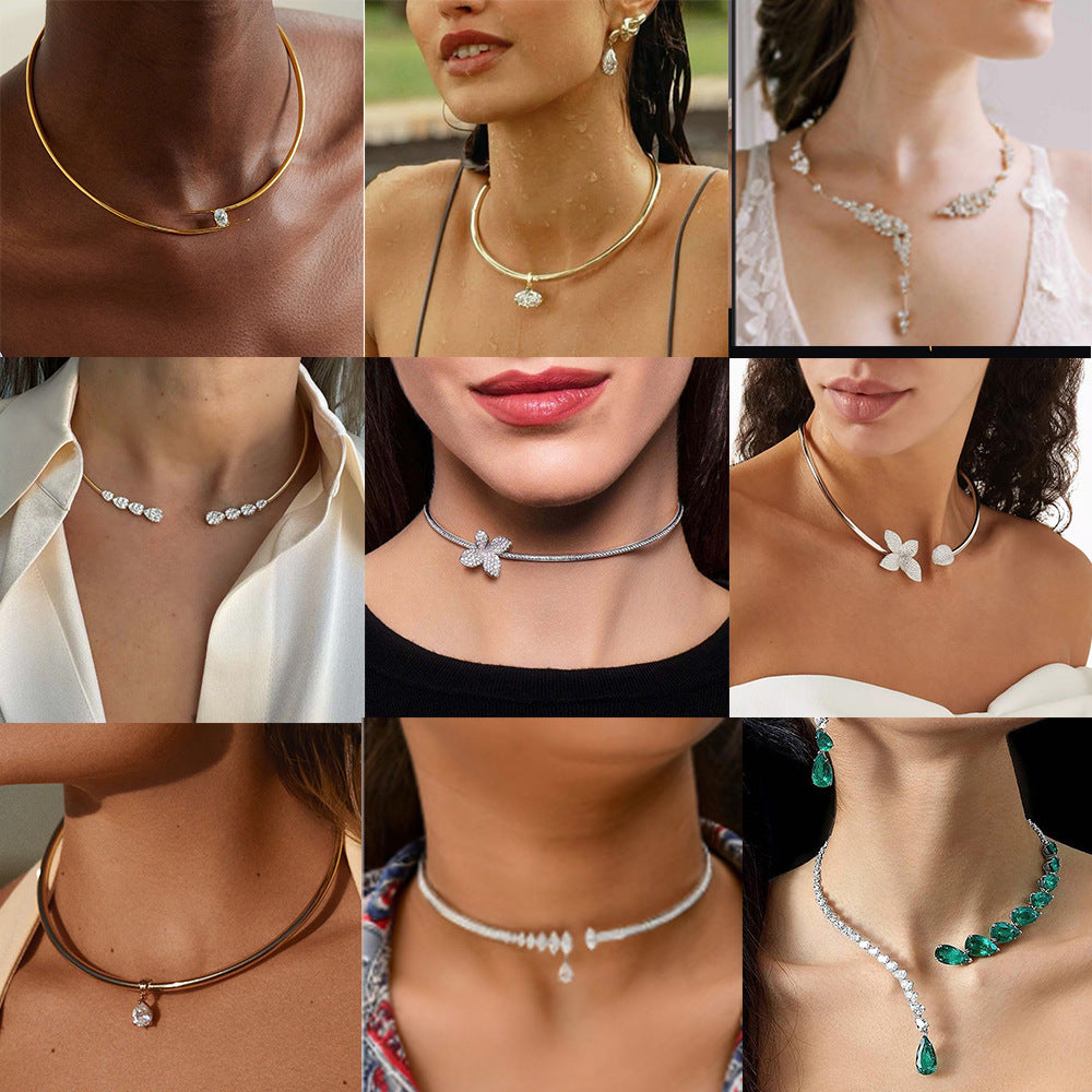 Women's Diamond Open High-grade Party Fashion Alloy Collar