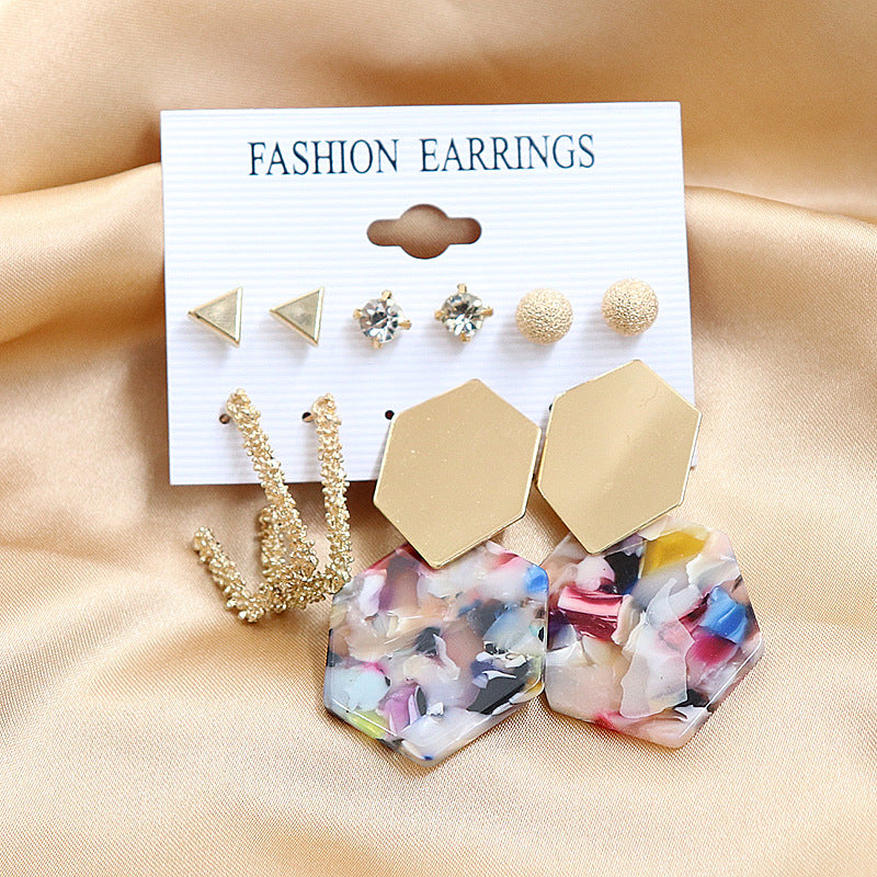 Women's Fresh Summer Versatile Acrylic Round Pairs Plastic Earrings