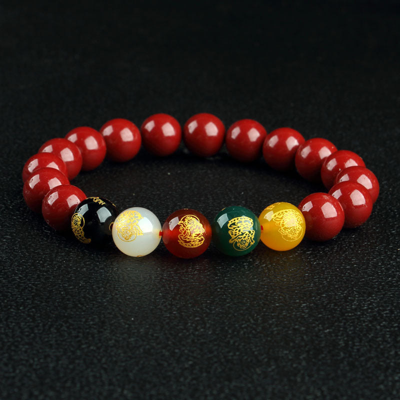 Women's Single Circle Multi Life Red Five Gods Of Bracelet