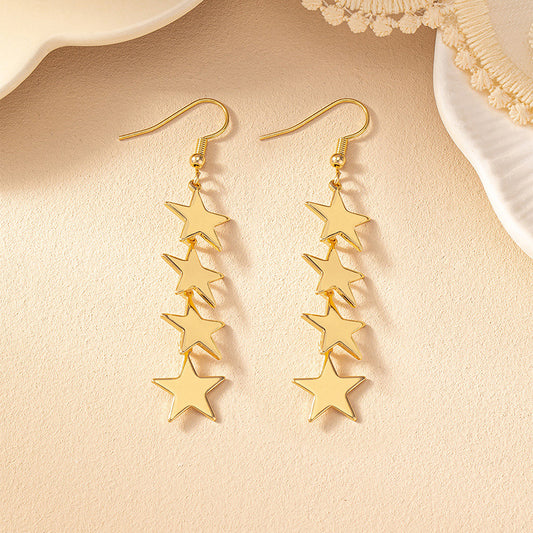 Pair Of Gold Metallic Fashion Trendy Stud Earrings