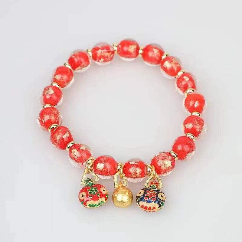 Glass Gold Beads Swallowing Beast Holiday Gift Bracelet