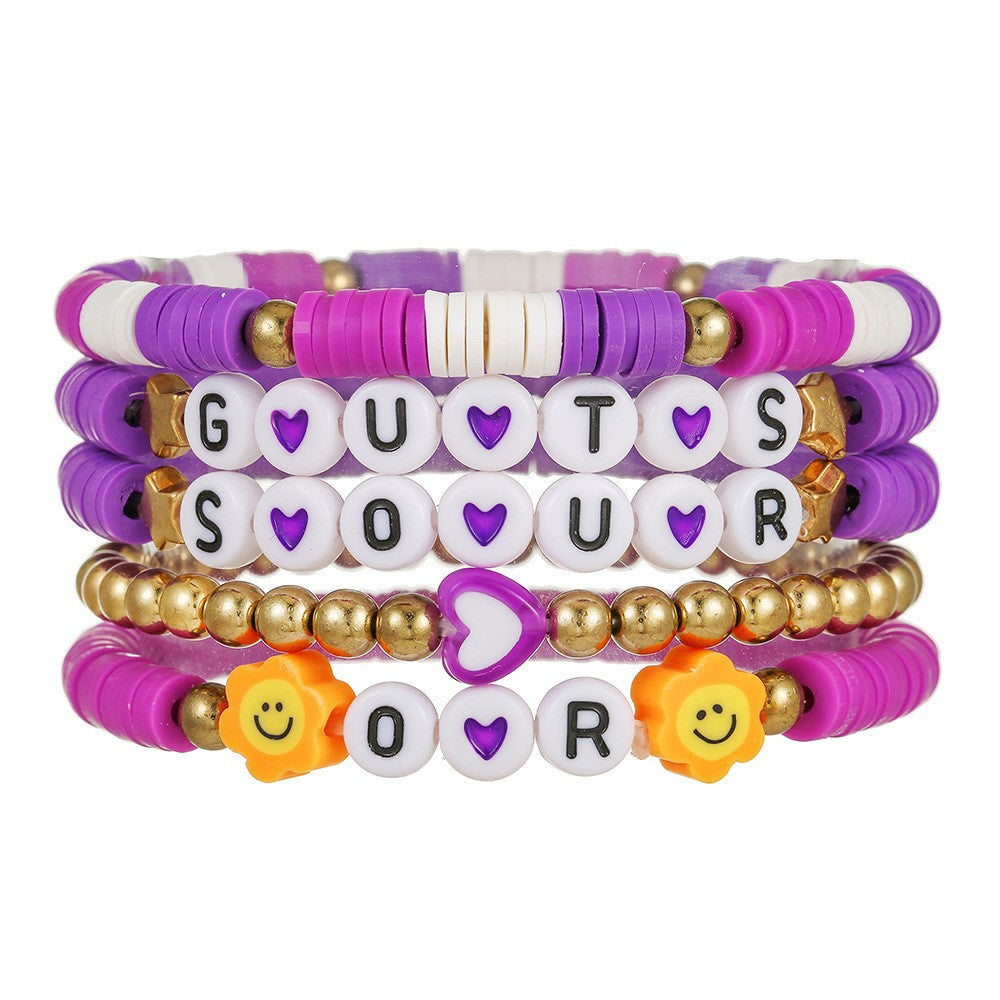 Women's Taylor Music Fan Support Polymer Clay Letter Sun Bracelet