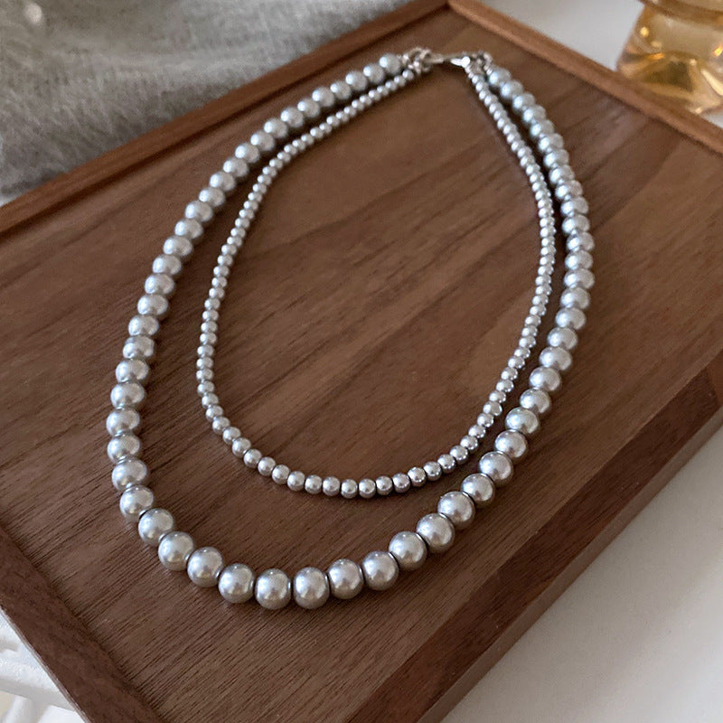 Pearl Twin Clavicle Chain Light Luxury Necklaces