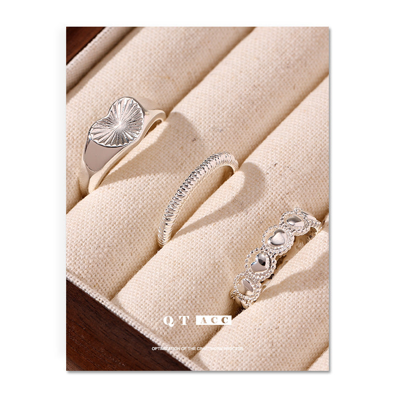 Commuter Design Slim Adjustable Opening Love Heart-shaped Ring
