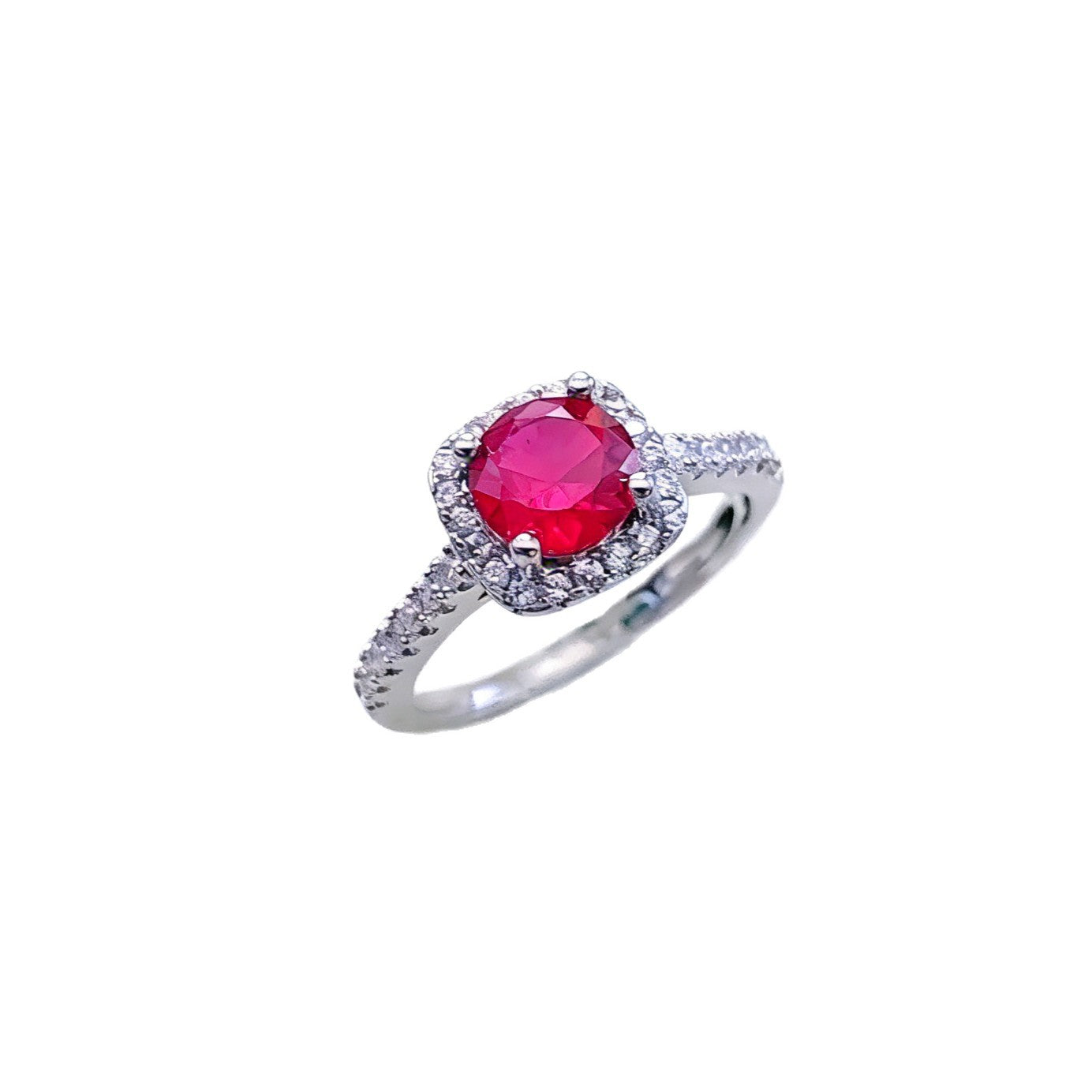 Karat Red Sapphire Princess Square Bag Full Diamond Ring