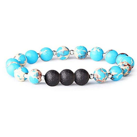 Women's & Men's Volcanic Rock Couple Beaded Elastic String Bracelet
