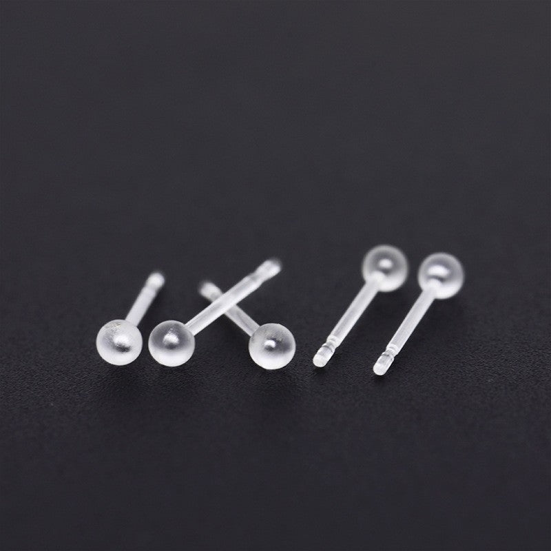 Plastic Auricular Needle Flat Ear Transparent Stud Earrings