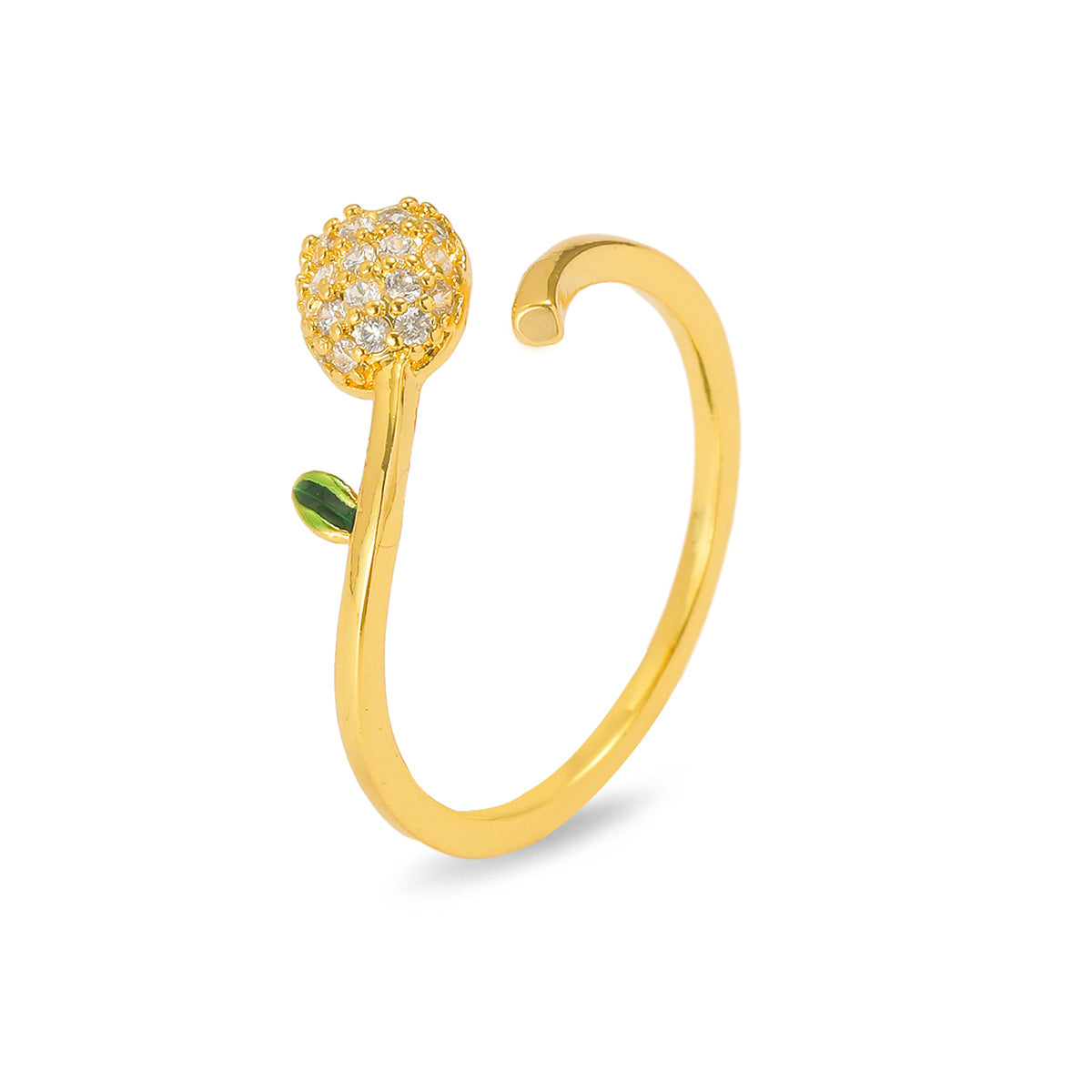 Micro Inlaid Zircon Simple Tulip Sweet Ring