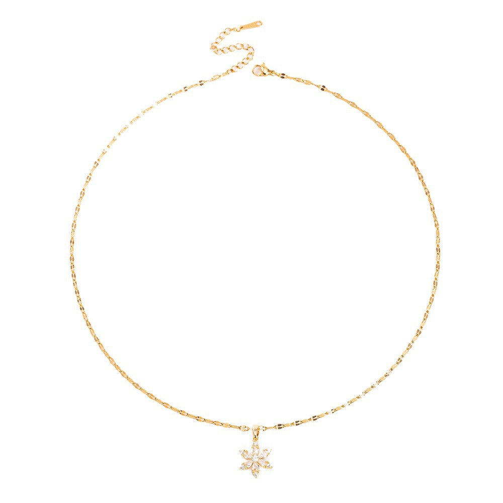 Female Zircon Flower Niche Design Temperament Necklace
