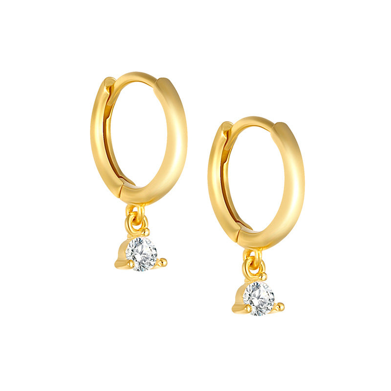 Single Rhinestone Wind Color Zircon Female Earrings