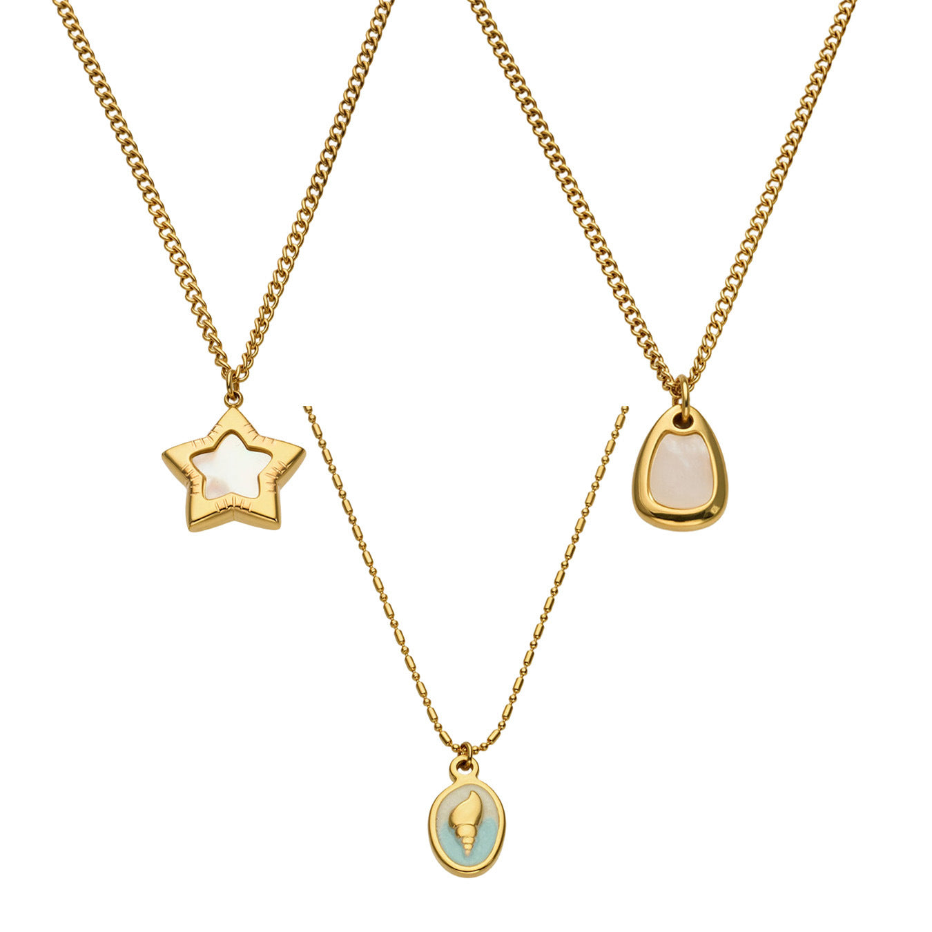 French Entry Lux Conch Clavicle Stainless Steel Pendants