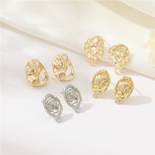Women's Vintage Crumpled Head Portrait High-grade Temperament With Stud Earrings