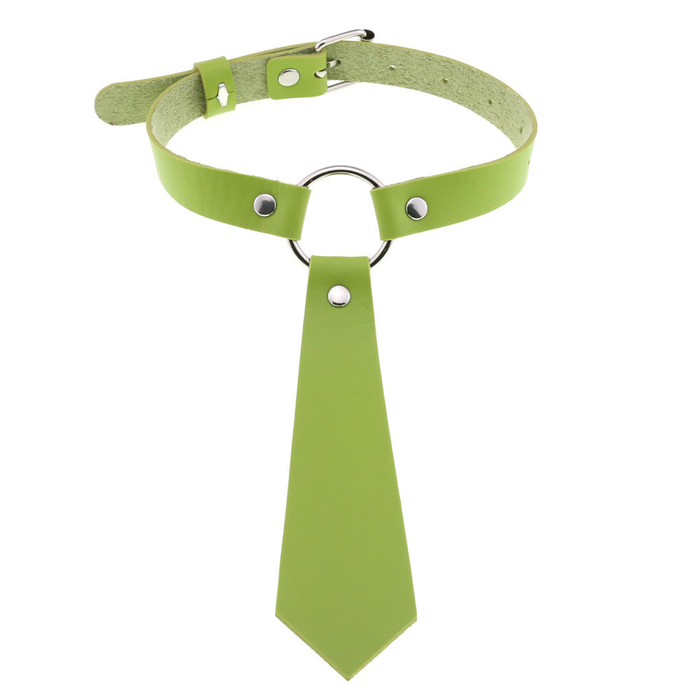 Personality Fashion Leather Bondage Tie Punk Collar