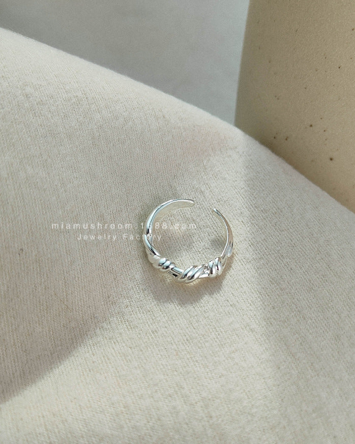 Style Knotted Curved Sier Personality Simple Rings