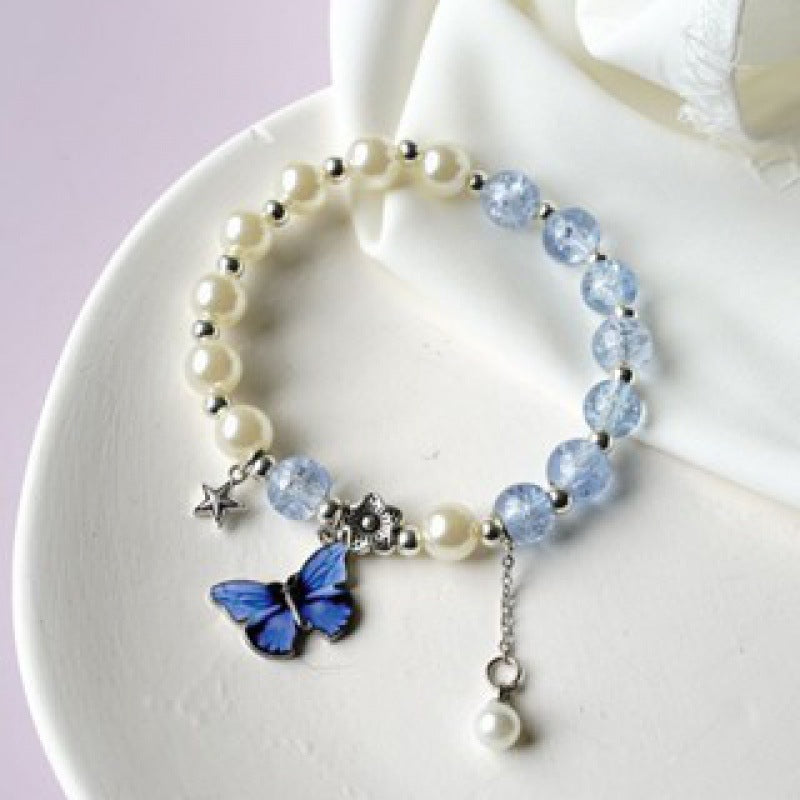 Camellia Little Daisy Crystal Girlfriends Color Glass Chipping Bracelet