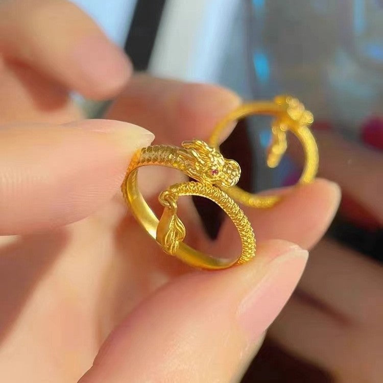 Chinese Style Dragon Ancient Law Heritage Zodiac Opening Adjustable Rings