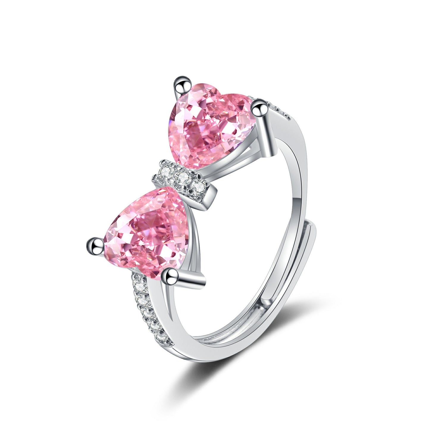 Exquisite Pink Love Heart-shaped Fashionable Personality Open Rings