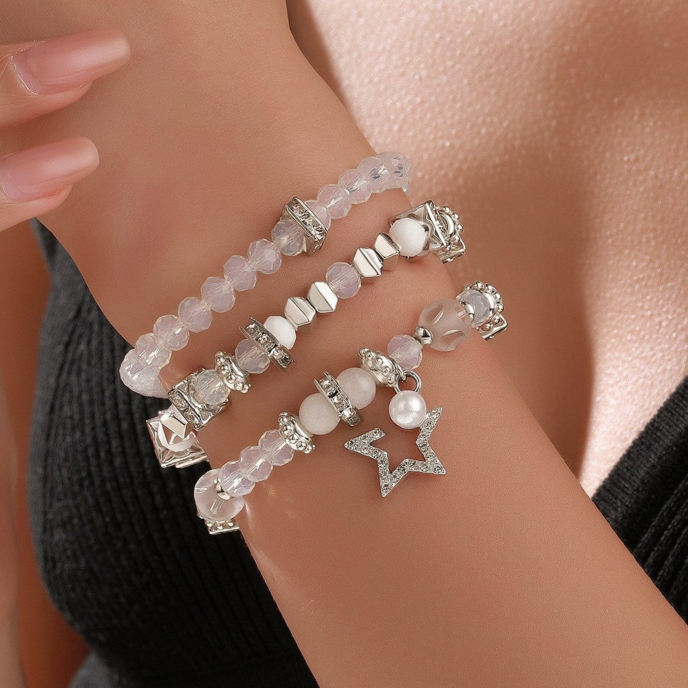 Elastic Beaded Small Fresh Color Crystal Bracelet
