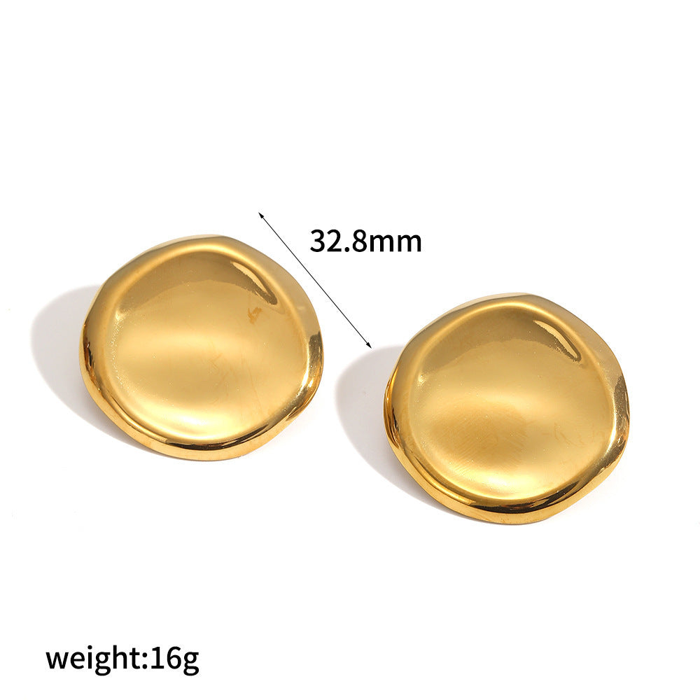 Stylish Glossy Hammered Stainless Steel Female Temperament Irregular With Personality Earrings