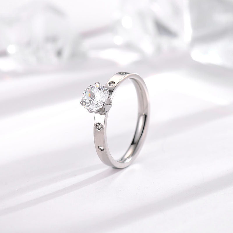 Titanium Steel Zircon Female Rose Gold Couple Fashion Personality Rings