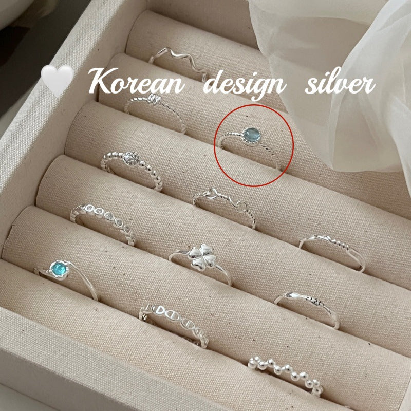 Sier Aquamarine Zircon Collection Twin Niche High Rings