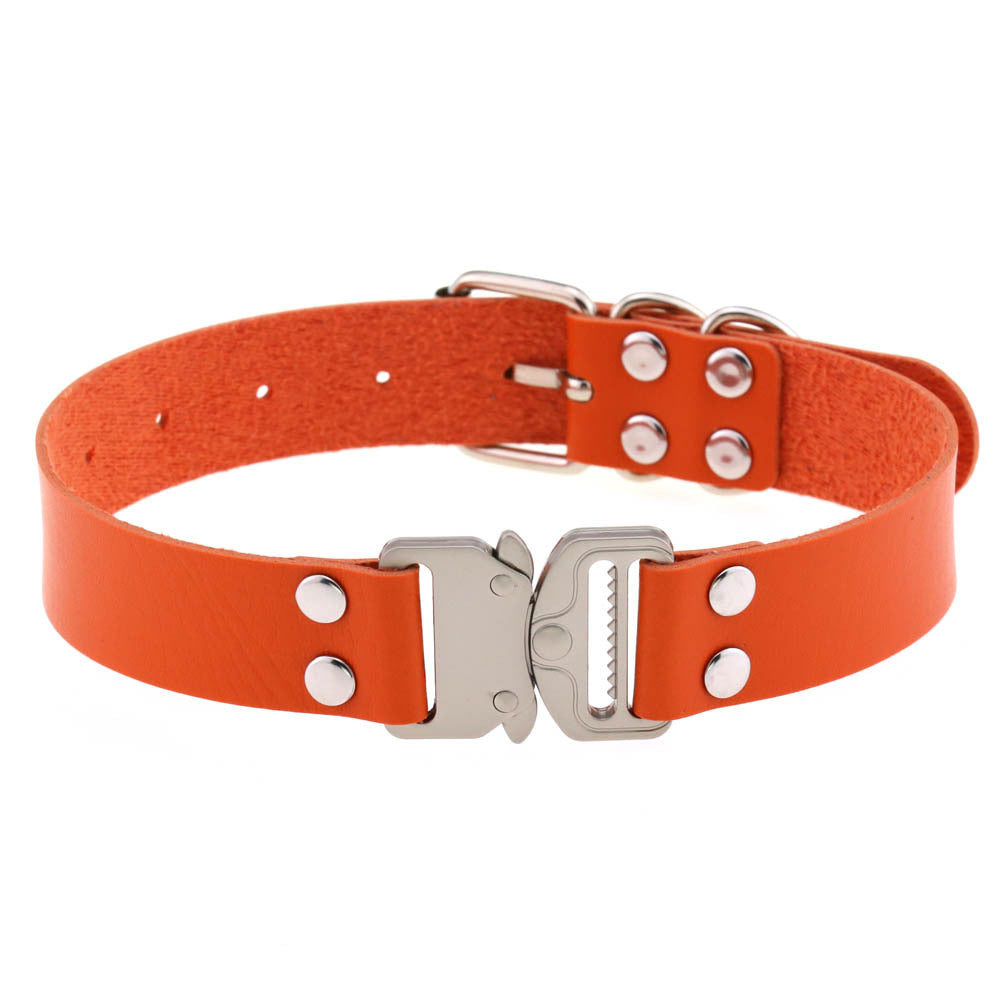 Simple Release Buckle Clavicle Creative Classic Pin Leather Collar