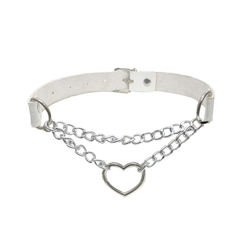 Heart Choker Leather Shaped Chain Clavicle Pendants